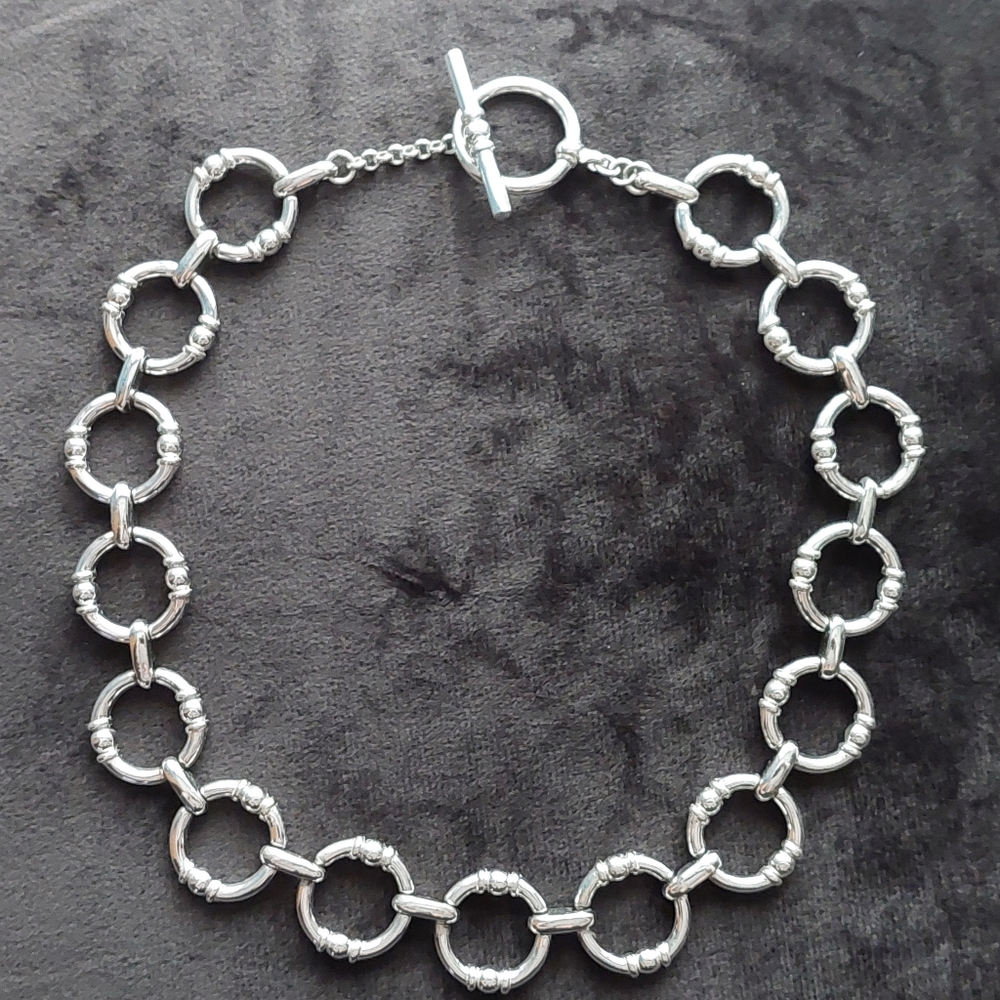 Lauren RL classic chain link necklace silver tone